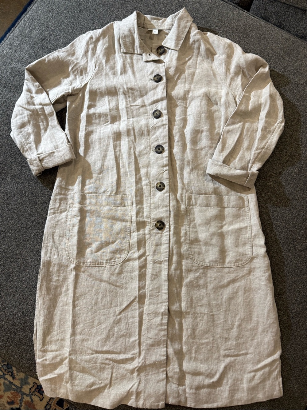 Jjill Beige Linen Long Button-Front jacket
